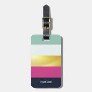 Personalised Bright Heues & Faux Gold Luggage Tag
