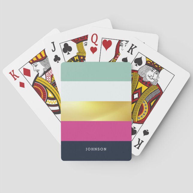 Personalised Bright Heues & Faux Gold Playing Cards (Back)
