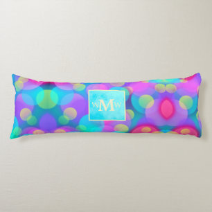 Personalised Bright Hot Pink, Turquoise Monogram Body Cushion