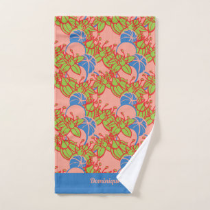 Personalised Bright Modern Bud & Flower Pattern Hand Towel