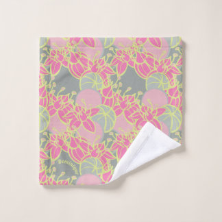 Personalised Bright Modern Bud & Flower Pattern Wash Cloth