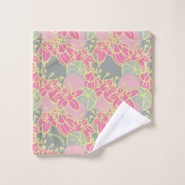 Personalised Bright Modern Bud & Flower Pattern Wash Cloth (Wash Cloth)