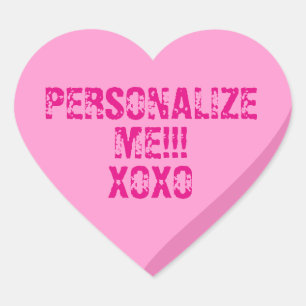 Personalised Bright Pink Candy Heart Sticker