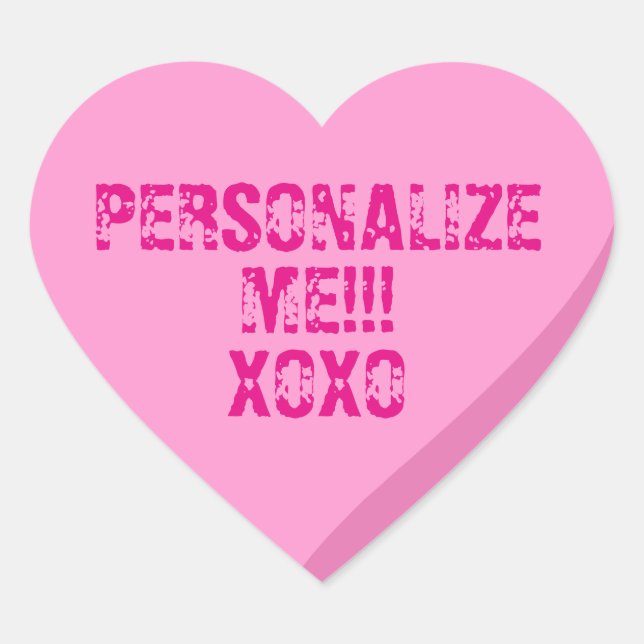 Personalised Bright Pink Candy Heart Sticker (Front)