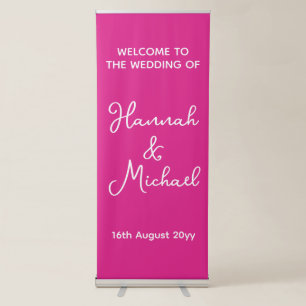 Personalised Bright Pink Welcome to our Wedding Retractable Banner