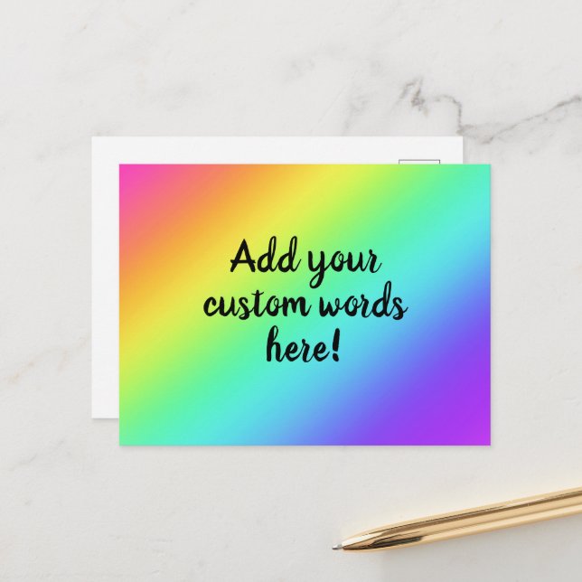 Personalised Bright Rainbow Postcard (Front/Back In Situ)
