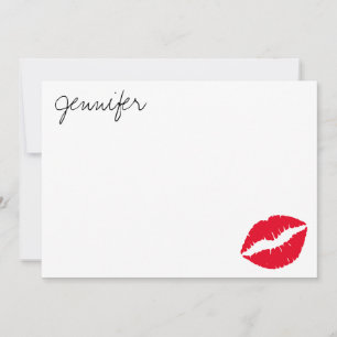 Personalised Bright Red Glam Lipstick Kiss Card