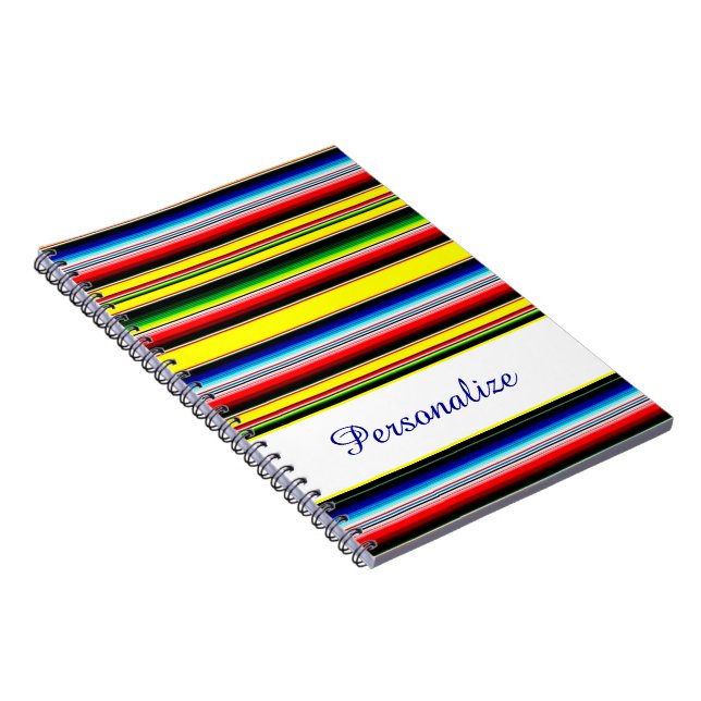 Personalised Bright serape stripes Notebook (Right Side)
