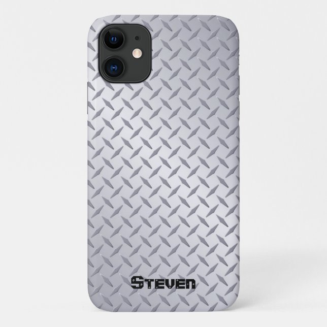 Personalised Bright Steel Diamond Plate Case-Mate iPhone Case (Back)