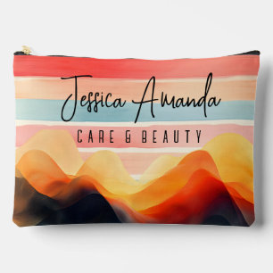 Personalised Bright Watercolor Colourful Stripe Accessory Pouch