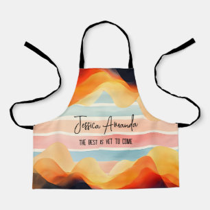 Personalised Bright Watercolor Colourful Stripe Apron