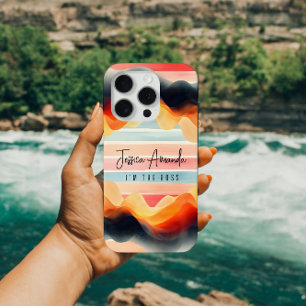Personalised Bright Watercolor Colourful Stripe iPhone 15 Pro Case