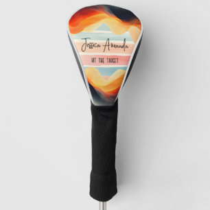 Personalised Bright Watercolor Colourful Stripe Golf Head Cover