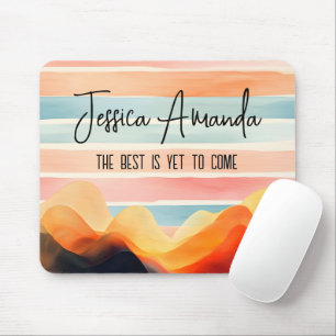 Personalised Bright Watercolor Colourful Stripe Mouse Mat