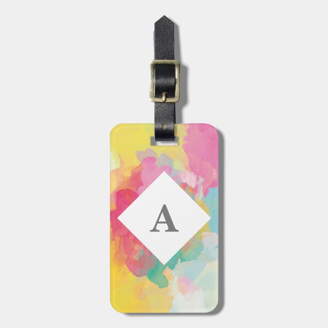 Personalised Bright Watercolour luggage tag (Front Vertical)