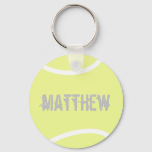 Personalised Bright Yellow Tennis Ball Key Ring