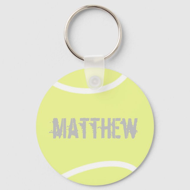 Personalised Bright Yellow Tennis Ball Key Ring (Front)