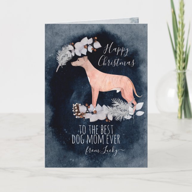 Personalised Brindle Greyhound Lurcher Christmas Holiday Card (Front)