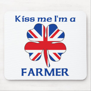 Personalised British Kiss Me I'm Farmer Mouse Mat