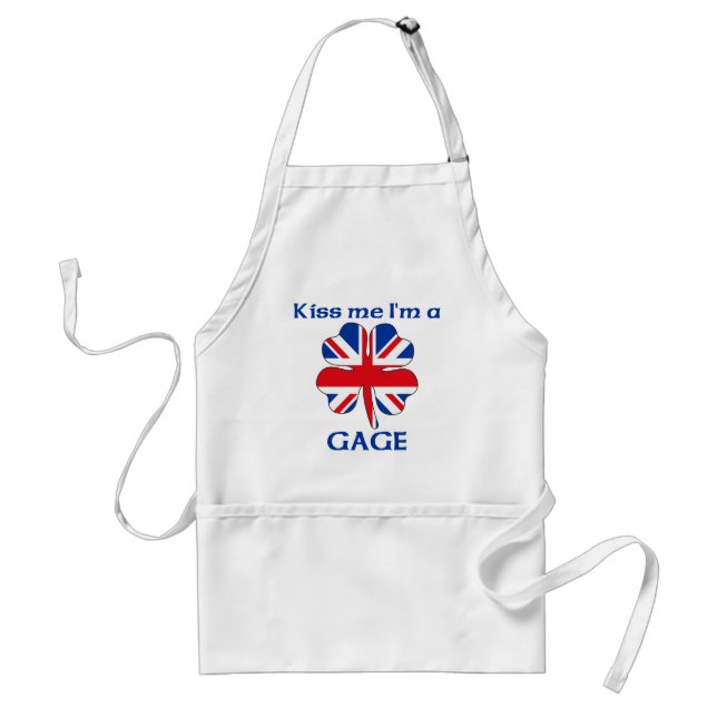 Personalised British Kiss Me I'm Gauge Standard Apron (Front)