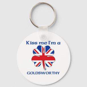 Personalised British Kiss Me I'm Goldsworthy Key Ring