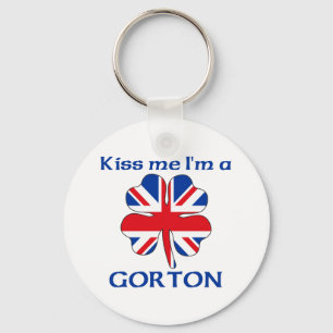 Personalised British Kiss Me I'm Gorton Key Ring