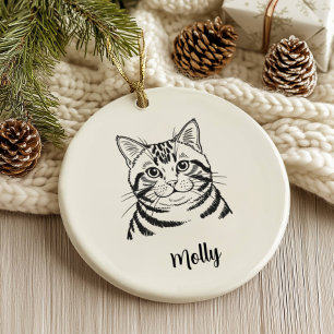 Personalised British Shorthair Cat Christmas Ceramic Tree Decoration
