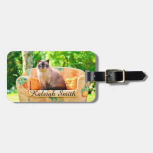 Personalised British Shorthair Cat on Orange Sofa Luggage Tag