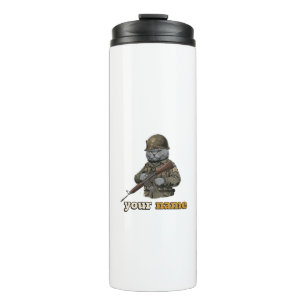Personalised British Shorthair Military Cat Thermal Tumbler