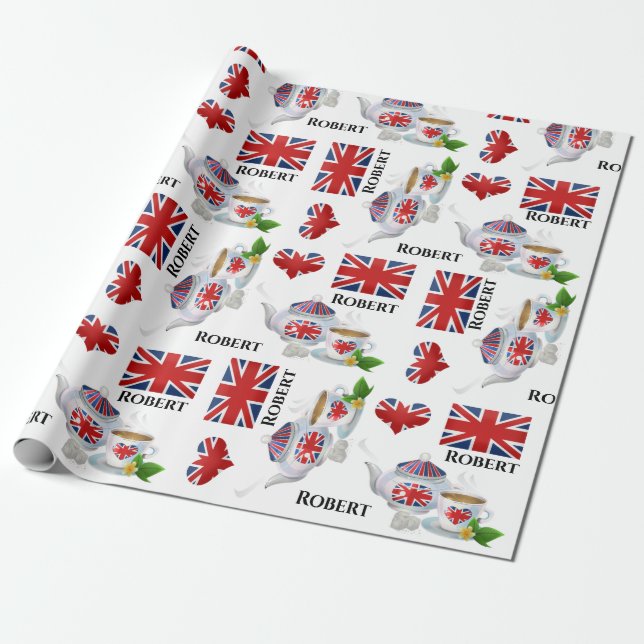 Personalised British Tea Wrapping Paper (Unrolled)