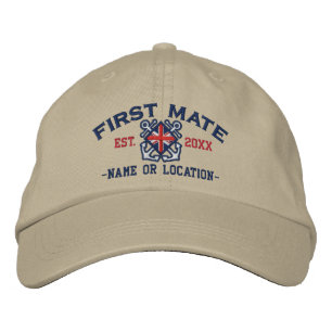 Personalised British UK Flag First Mate Nautical Embroidered Hat