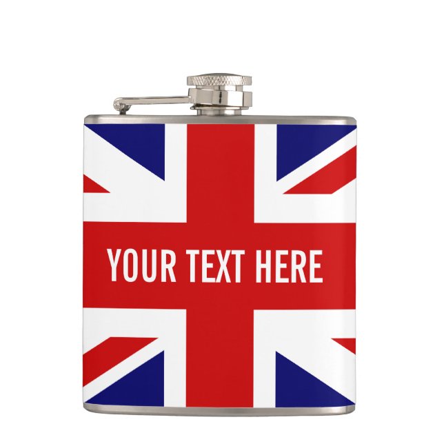 Personalised British UNION JACK flag drink flask (Front)