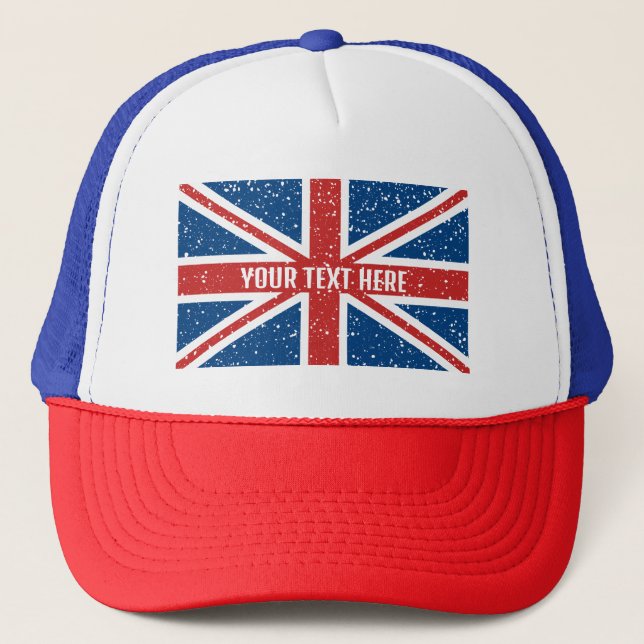 Personalised British Union Jack flag T-Shirt Trucker Hat (Front)