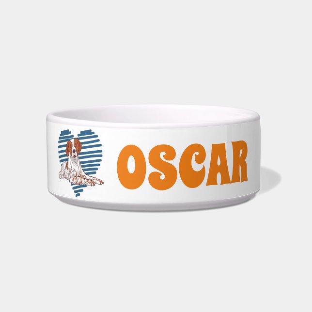 Personalised Brittany Dog Lover Custom Name Bowl (Front)