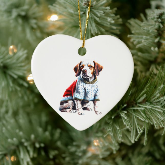 Personalised Brittany in Christmas Sweater Ceramic Tree Decoration (Tree)