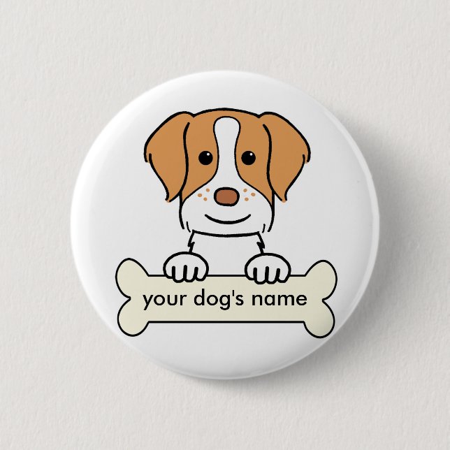 Personalised Brittany Spaniel 6 Cm Round Badge (Front)