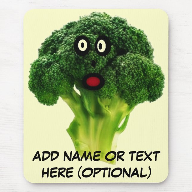 Personalised Broccoli Cartoon Mouse Mat (Front)