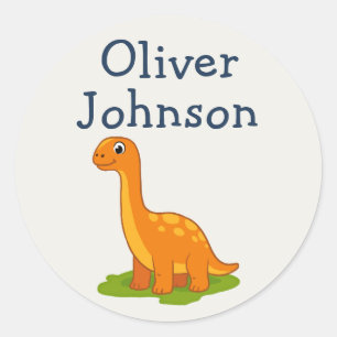 Personalised Brontosaurus Cute Dinosaur Name Kid's Classic Round Sticker