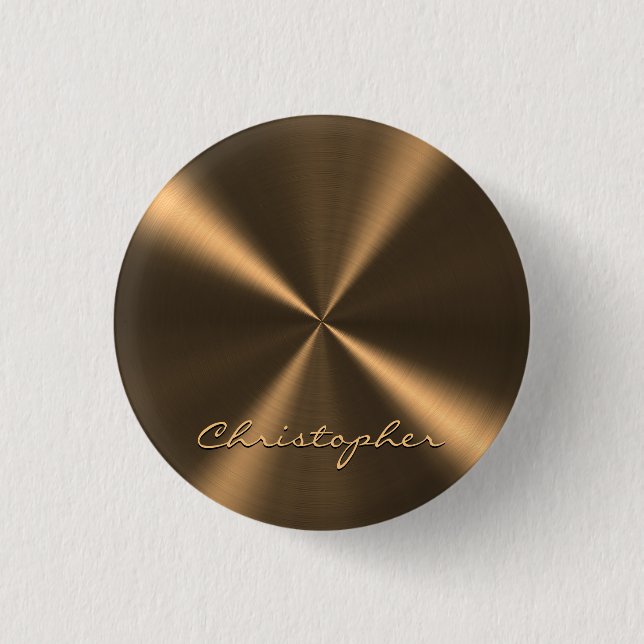 Personalised Bronze Metallic Radial Texture 3 Cm Round Badge (Front)