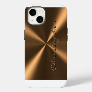 Personalised Bronze Metallic Radial Texture iPhone 14 Case