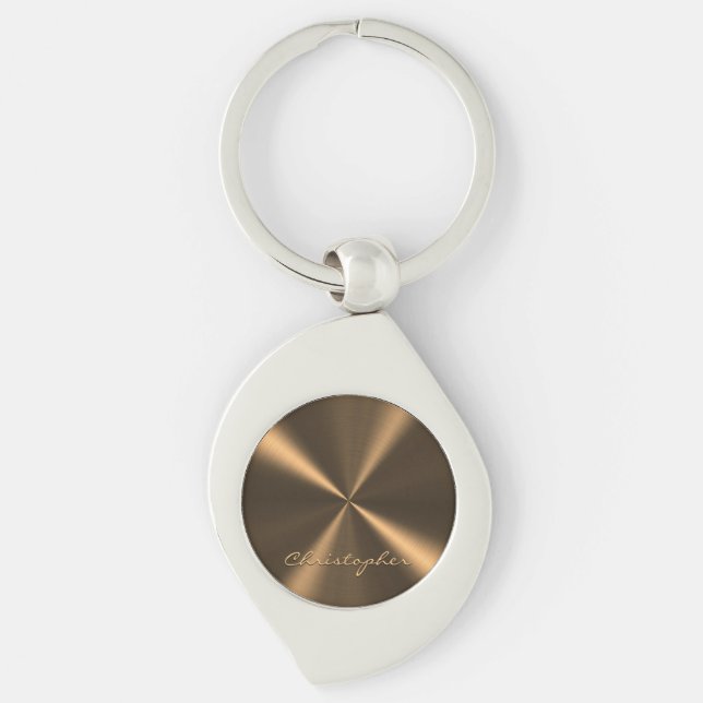 Personalised Bronze Metallic Radial Texture Key Ring (Front)