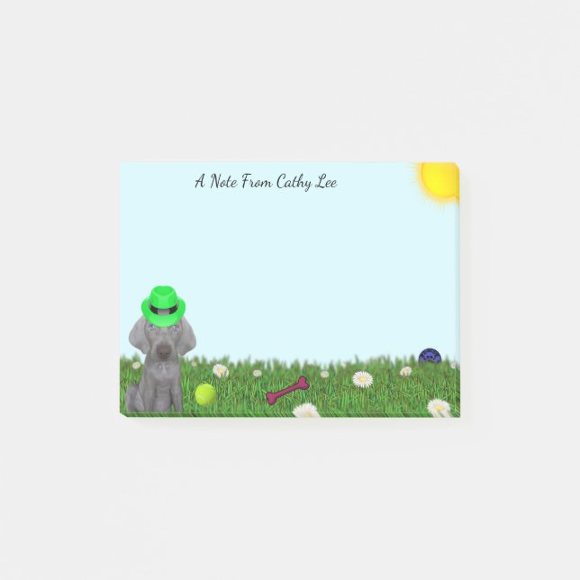 Personalised Brooklyn Da Weimaraner's Playful Day  Post-it Notes (Front)