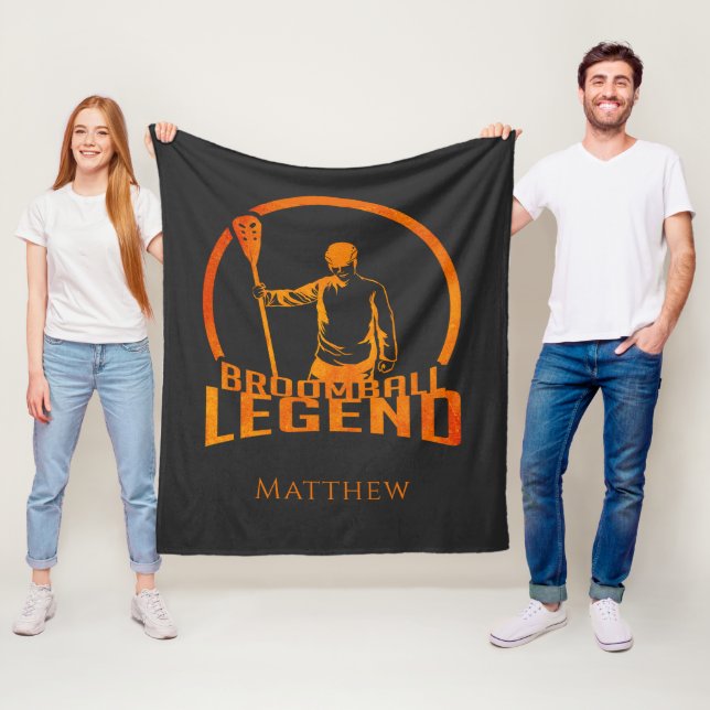 Personalised Broomball Legend Cute Sports Fleece Blanket (In Situ)