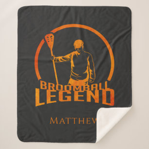 Personalised Broomball Legend Cute Sports Sherpa Blanket