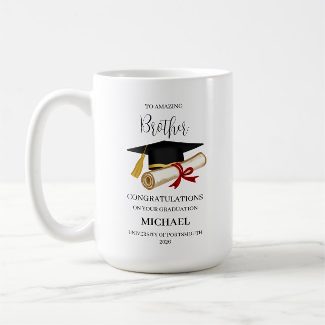 Personalised Brother Graduation Keepsake Name Year Coffee Mug (Left)