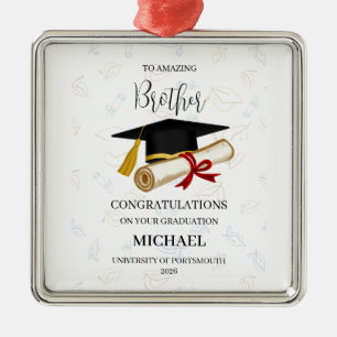 Personalised Brother Graduation Keepsake Name Year Metal Tree Decoration