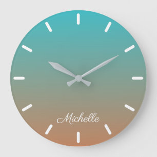 Personalised brown and blue ombre large clock