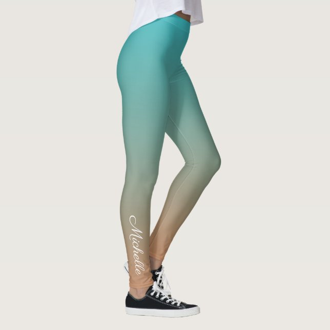 Personalised brown and blue ombre leggings (Right)