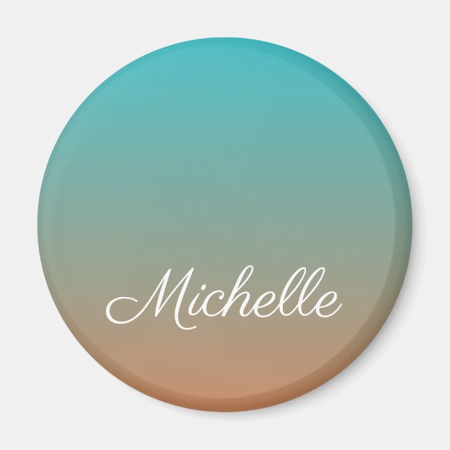 Personalised brown and blue ombre magnet (Front)