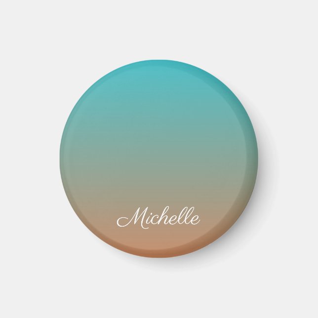 Personalised brown and blue ombre magnet (Front)